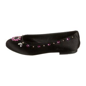Dolce & Gabbana D&G Girls' Embellished Black Ballet Flats Shoes Size 5